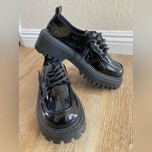 SHEIN Women's Black Lace-Up Wedge & Chunky Platform Shoes sz40